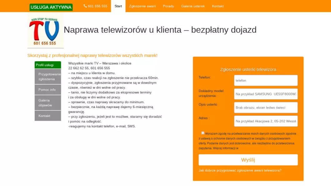 Zrzut ekranu strony